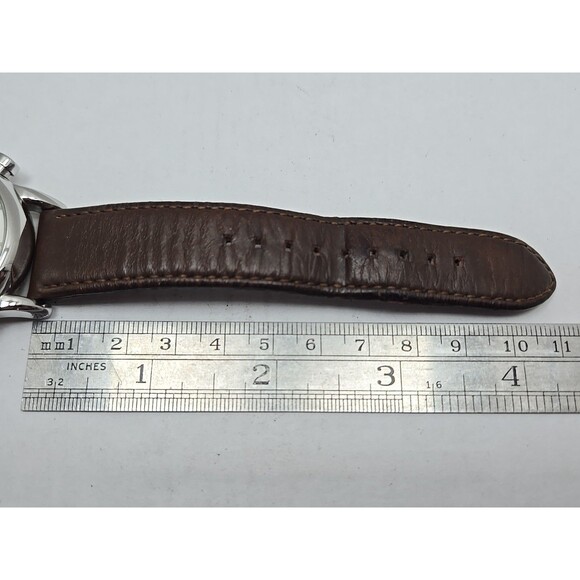 Emporio Armani Luigi AR1846 Chronograph White Dial Brown Leather New Battery - Picture 8 of 12